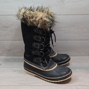 Sorel Women Tall Duck Leather Fur Boots outdoor shoes sz 10